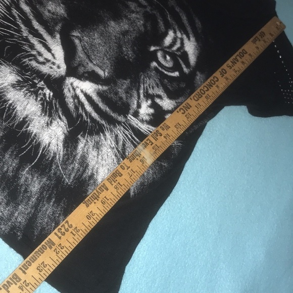 WET SEAL Tiger short sleeve stretchy lightweight top size M - Picture 4 of 6